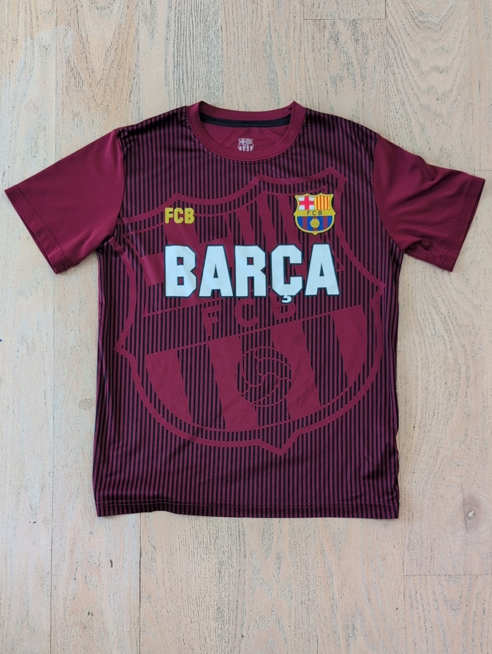FC Barcelona Kids' Short Sleeve Maroon 'BARÇA' Tee Size large